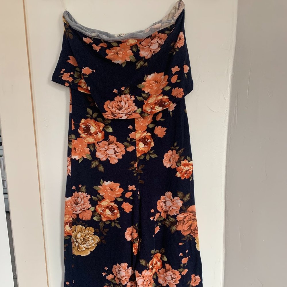Blue and Floral Jumpsuit